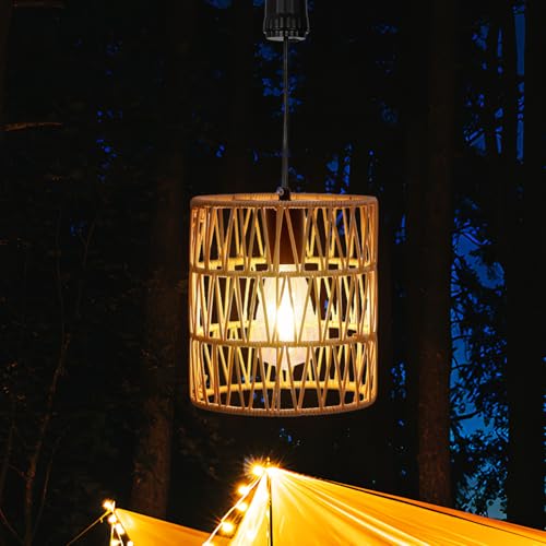 Livinlarge Battery Operated Chandelier,Hanging Rattan Pendant Lights with Timer,Gazebo Lights with Warm White Bulb,4*AA Battery Powered,for Pergola Porch Patio Outdoor Indoor Backyard Decor - style: Battery Hanging Light