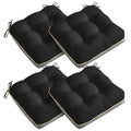 4 Pack 19x19 Inch Shredded Foam Chair Cushions with Straps - All-Season Seat Pads for Indoor/Outdoor Dining, Office, Patio, Kitchen Chairs (Black, 19 INCH × 19 INCH) - color: Black