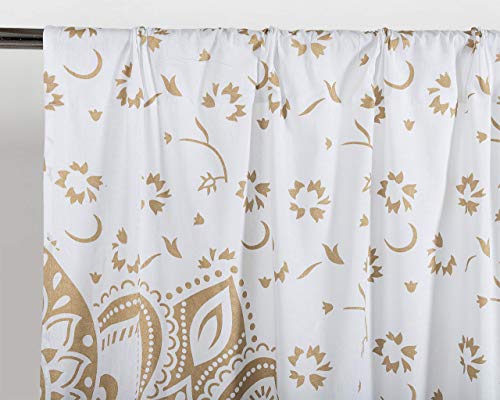 Popular Handicrafts Indian Hippie Bohemian Beautiful Passion Ombre Color Mandala Curtain Panels White Gold - color: Gold, size: 25"W x 74"L (Pack of 2)