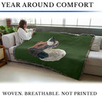 Pure Country Weavers English Foxhound Dog Woven Blanket Green by Robert May - Gift Cotton Tapestry Throw - Made in The USA - 72" x 54" - color: Green, size: 72" x 54"