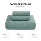 EMME Muslin Cotton Duvet Cover Set Teal King Size Linen Like Soft Breathable Lightweight Summer Comforter Cover Set with Zipper Closure (Teal, King, 104"x90") - color: 03 - Teal, size: King(104"×90")
