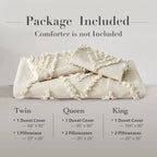 Oli Anderson Tufted Duvet Cover King Size, Soft and Lightweight Duvet Covers Set for All Seasons, 3 Pieces Boho Embroidery Shabby Chic Bedding Set (Beige, King, 104" x 90") - color: Beige, size: King(104"×90")