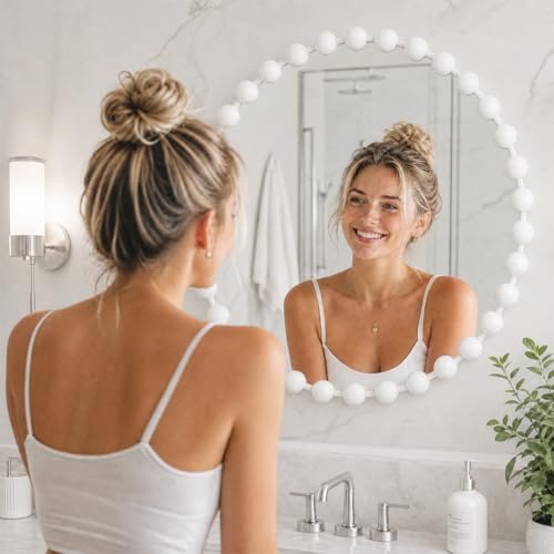 Madison Park 27 inch White Round Mirror, Round Mirrors for Wall Decor, Metal Frame Circle Mirrors for Bathroom, Living Room, Circle Wall Metal Art Mirror - color: White, size: 27"L x 27"W