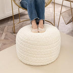 Asuprui 20x14 Inch Unstuffed Ottoman Pouf Cover – Lightweight Foot Rest, Floor Bean Bag Chair, Storage Pouf for Living Room, Bedroom & Balcony (Filler Not Included) (Cream) - color: Cream