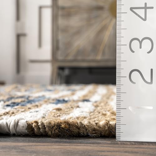 nuLOOM Hand Braided Marla Denim And Jute Diamonds Area Rug, 6x9, Off-white - color: Marla Off-white, size: 6' x 9' (Rectangular)
