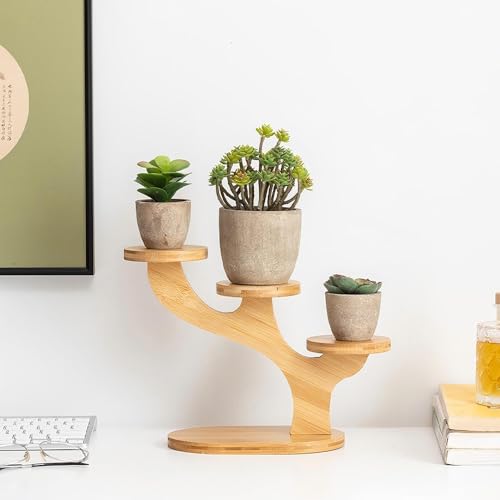 3 Tiered Desk Plant Stand Bamboo Tree Plant Shelf Tabletop Succulent Herb Stand Desktop Plant Stand Indoor Plant Rack for in Living Room Office Decoration (3 Tiered) - size: 3 Tiered