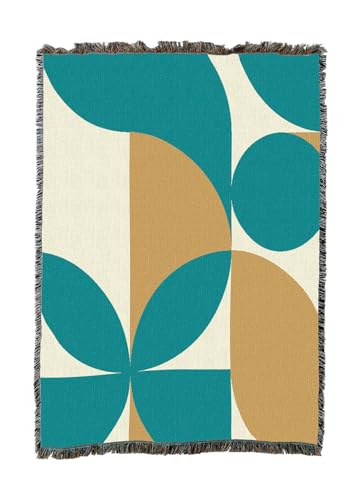 Pure Country Weavers Bauhaus Plants in Blue Blanket - Mid Century Modern - Gift Tapestry Throw Woven from Cotton - Made in The USA (50X60) - color: Bauhaus Plants in Blue, size: 50X60
