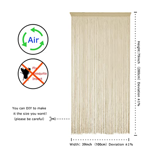 YaoYue Doorway String Curtain Door Curtains,Boho Hippie Hanging Fringe Room Divider for Patio Bedroom Closet Kitchen Laundry,Room Window Wall Door Decor(39x110inch/100×280cm,Champagne) - color: Champagne, size: 39"W x 110"L (Pack of 1)