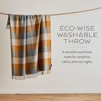 Pendleton Eco-Wise Washable Throw with Fringe 54" x 60" - 100% Wool, All Season, Washable, Soft and Durable Blanket for Home and Outdoor Adventures - Navy/Camel - color: Navy/Camel