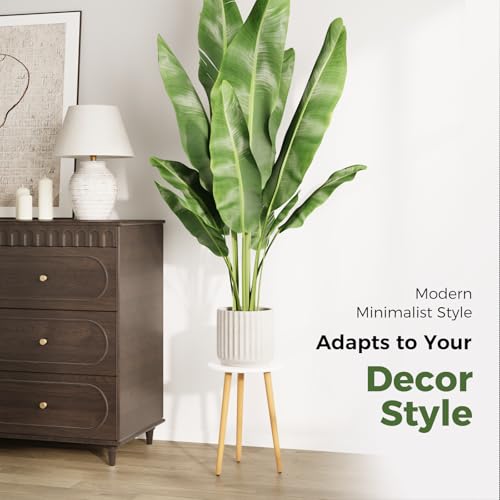 Leaf&lull Tall Plant Stand Indoor Small Plant Table for Large Plants Wooden Plant Stool Plant Holder for Living Room Bedroom Balcony White - color: white tall