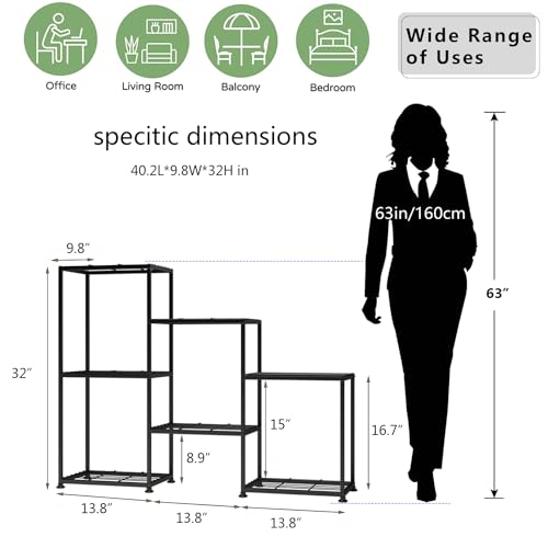 Metal Plant Stand Indoor Metal Plant Stands Outdoor Tiered Plant Shelf for Multiple Plants, 3 Tiers 7 Potted Ladder Plant Holder Table Plant Pot Stand for Window Garden Balcony Living Room