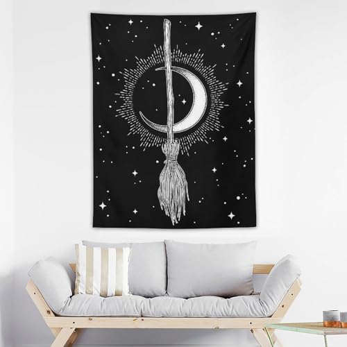 DDCBNS Moon Tapestry,Witchy Starry Night Tapestry Bohemian Style Black and White Tapestry Wall Hanging Home Décor for Girls Bedroom Living Room Dorm Wall Décor W30 x 40" H - color: Bohemian Style_01, size: 40"L x 30"W