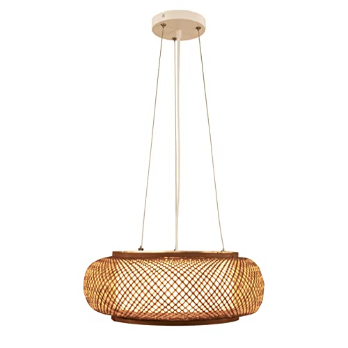 Bamboo Pendant Light 3 Light Handmade Woven Hanging Ceiling Light Wicker Rattan Hanging Lights Fixture for Bedroom, Kitchen Island