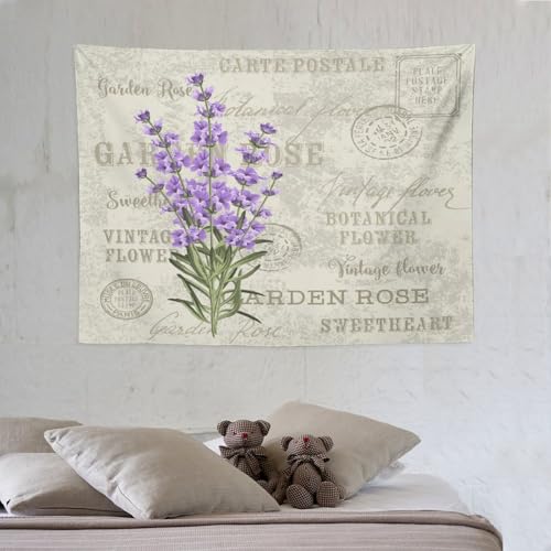 Houselerax Lavender Floral Tapestry,Spring Purple Flower Wall Hanging for Bedroom Living Room Dorm Decor, 40"x30" - color: Lavender Floral-5, size: W40xL30in