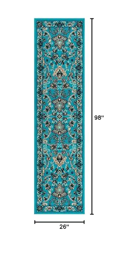 Unique Loom Sialk Hill Collection Area Rug - Washington (2' 2" x 8' 2" Runner Turquoise/Black) - color: Turquoise/Black, size: 2'2" x 8'2" (Runner)