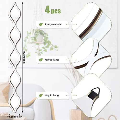 Qunclay Teardrop Mirror Wall Art Decorative Mirror Wall Decor Long Narrow Art for Apartment Living Room Bathroom Bedroom Entryway - color: Silver
