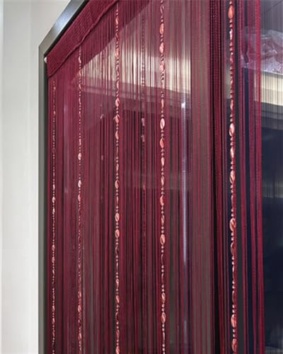 ave split 100cmX200cm Decorative Door String Curtain Beads Wall Panel Fringe Window Room Divider Blind for Wedding Coffee House Parts Door Divider Beads Tassel Screen Decoration (red Wine 25) - color: Red Wine 25