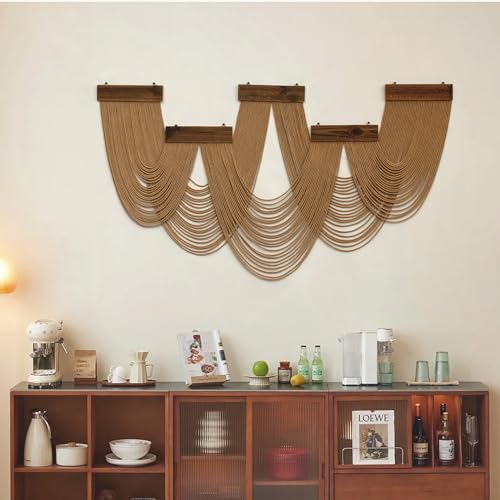 SCECALA Large Boho Brown Macrame Wall Hanging Tapestry, Brown Wall Art Decor Handmade Large Bohemian Yarn Tapestry for Living Room Bedroom Modern Home Decor - color: Brown Black