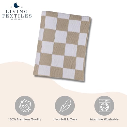 Living Textiles Taupe Check Chenille Knitted Soft Baby Blanket - Reversible Premium Cozy Fabric for Best Comfort - for Infant,Toddler,Newborn,Nursery,Boy,Girl,Throw,Crib,Stroller - color: Taupe Check