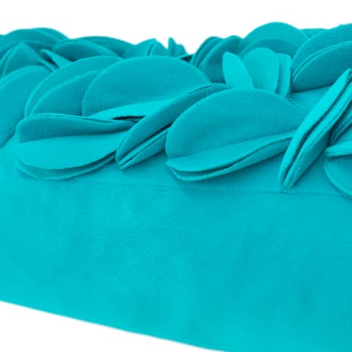 KINGROSE 3D Flower Pillow Case Handmade Decorative Throw Pillow Cover Solid Rectangular Cushion Cover for Sofa Couch Bed Living Room 12 x 20 Inches Wool Dark Cyan - color: Dark Cyan - Wool