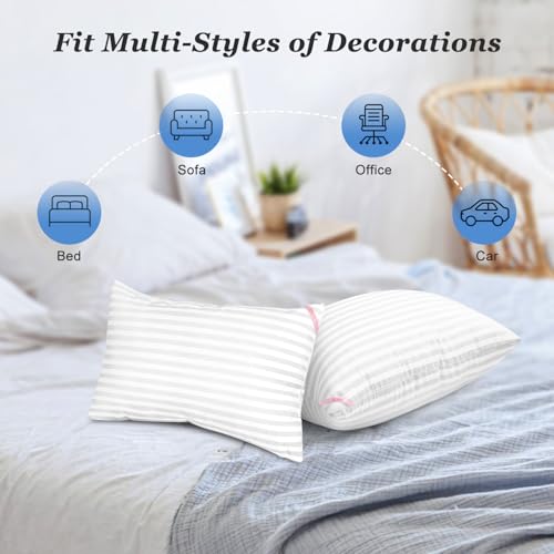 EIUE Throw Pillow Inserts, Machine Washable Pillows,Premium Polyester Fiber Fill for Sofa Bed & Decorative Cushions (White, 12x20inch) - size: 12x20inch