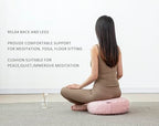 Meditation Cushion, Comfortable Meditation Pillow with Peacock Feather Jacquard Cover. Buckwheat Hull Filled Zafu Floor Pillow 16 * 16 * 5 in - color: Pink