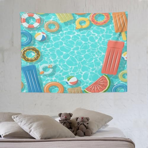 Kurtect Summer Theme Tapestry,Swimming Pool Fruit Cartoon Kids Teens Pattern Print Tapestries for Party Beach Picnic Blankets Tablecloths Living Room Wall Deocr, 30x40 in - color: style-2, size: 40"L x 30"W