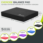 ProsourceFit Exercise Balance Pad, Non-Slip Cushioned Foam Mat & Knee Pad for Fitness and Stability Training, Yoga, Physical Therapy - color: Black, size: L - (15.5" x 12.75")