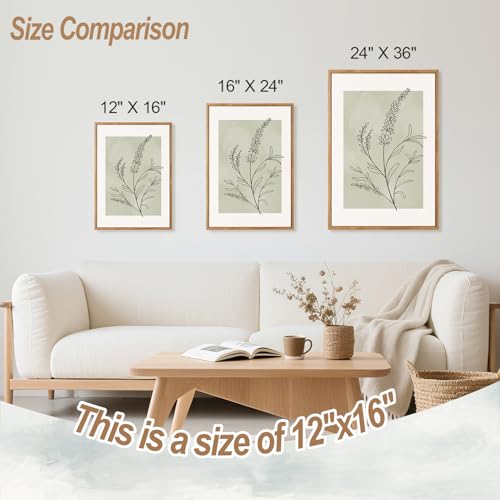 CHDITB Botanical Sage Leaf Framed Canvas Wall Art Set Of 3, Minimalist Wall Decor, Boho Nature Floral Greenery Wall Painting, Neutral Botanical Plant Art Prints For Dining Room Bedroom Decor 12”X16” - color: Flower