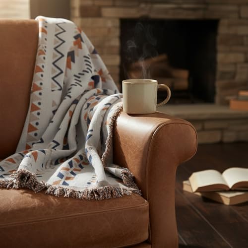 amorus Bohemian Throw Blanket Chenille Jacquard Tassels Cover,63"*71",NO.6 | Boho Style, modern Geometric, warm & cozy. For couch, bed, outdoor and car - color: Pattern 6, size: 63x71 in