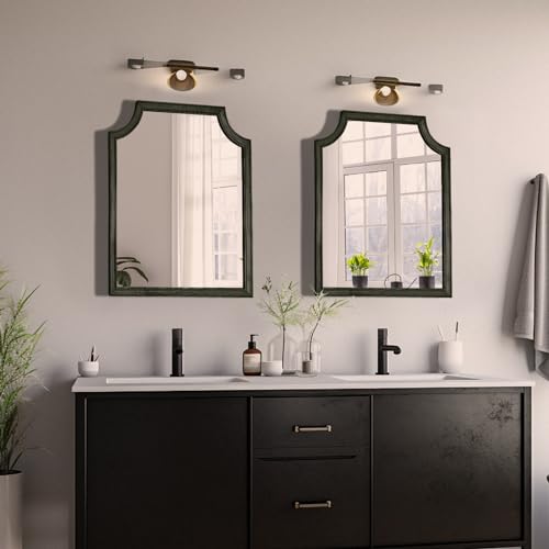 WallBeyond Scalloped Wood Mirror for Wall Decor 16x20 Inch Black Small Bathroom Vanity Rectangle Mirror for Hallway Bedroom Living Room(Black) - color: Black G, size: 20"L x 16"W