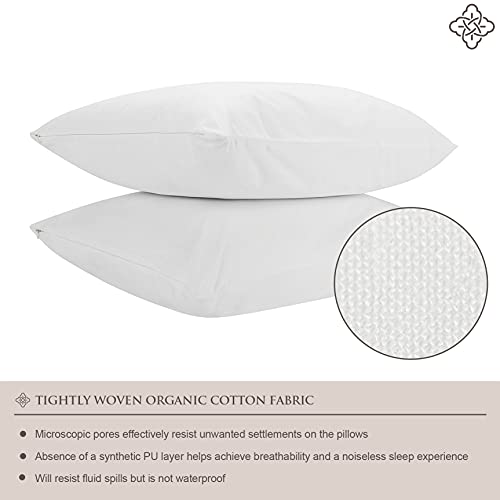 BIOWEAVES 100% Organic Cotton Breathable Pillow Protectors GOTS Certified with Zipped Closure – King, 20” x 36”, 2-Pack - size: King - 20" x 36"
