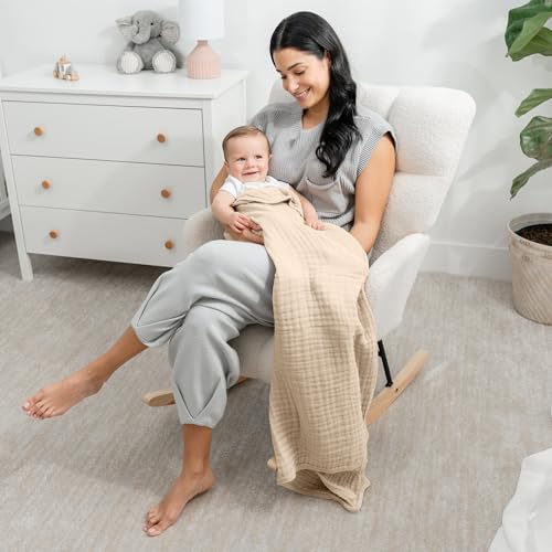 Comfy Cubs Muslin Baby Blanket - Soft, Lightweight, 6-Layer Cotton Swaddle Blankets for Newborns, Infants & Toddlers - 40" x 40" Large, Breathable & Versatile for Sleeping & Tummy Time - Sand - color: Sand, size: Baby - 40" X 40"