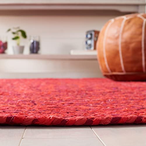 SAFAVIEH Braided Collection Area Rug - 3' x 5' Oval, Red, Handmade Country Farmhouse Reversible Cotton, Ideal for High Traffic Areas in Living Room, Bedroom (BRD452Q) - color: Red, size: 3' x 5' (Oval)