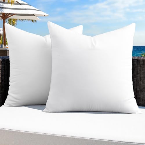 MIULEE Pack of 2 16x16 Outdoor Pillow Inserts, Outdoor Throw Pillows Water-Resistant Decorative Premium Square Pillow Stuffer Sham for Porch Swing Couch Sofa Cushion Patio Furniture - size: 16x16 Inch