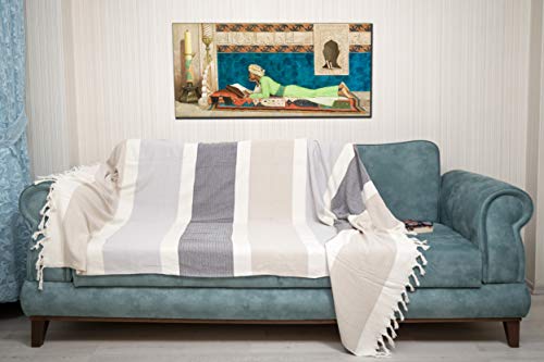 Bersuse 100% Cotton Aspendos XL Throw Blanket for Couch - 100% Cotton Lightweight Durable Throw Blanket, Big Blanket for Sensitive Skin, Decorative and Versatile - 60x90 Inches, Black-Grey-Beige - color: Black/Grey/Beige