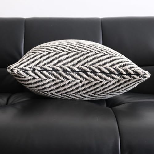 vctops Boho Throw Pillow Cover Black and White Knitted Woven Pillow Cushion Cover Arrow Knit Decoration Square Pillowcase for Sofa Couch Bedroom Living Room - 24"x24" - color: Black, size: 24" x 24" (Pack of 1)