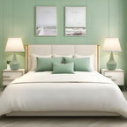 Green Table Lamps Set of 2 19" Ceramic Bedside Desk Lamps for Nightstands with Rocker Swtich Modern Sage Green Lamps for Bedroom Living Room (Bulbs not Include)