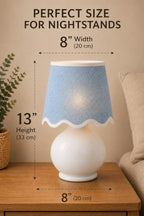 Benton Ceramic Table Lamp with Fabric Shade – 13" Bedside Accent Lamp for Bedroom, Living Room & Nightstand (Sky Blue) - color: Sky Blue
