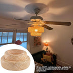 Bamboo Lamp Shade,Hand-Woven Bamboo Rattan Hanging Light Shade,13.77" Rattan Chandelier Shade for Dining Living Bedroom Kitchen Farmhouse 1-Pack - color: Bamboo 13.77 in 1-Pack