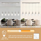 6-Lights Pendant Lighting for Kitchen Island in Brushed Nickel, Ceiling Light Fixtures with Adjustable Hanging Wire & Clear Glass Shades - color: Brushed Nickel, size: 6-Light