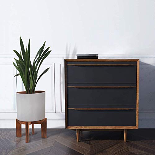 Gendral Forwepup Wood Plant Stand, Mid Century Modern Planter, Rattan Flower Pot Stand, Low Short Plant Stands for Indoor - Boho Rustic Wooden Stool for Plant Pot Holder, Fit 5-15 Inch Pot - color: 1 Wood Grain