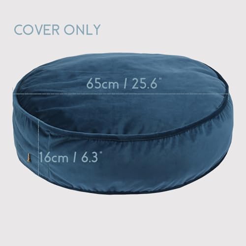 Round Floor Pillow Cover Velvet Throw Seating Pouf Yoga Meditation Cushion Plush Case Reading Room Decor Cover Only (25.6IN, Dark Blue) - color: Dark Blue, size: 25.6" x 25.6" (Pack of 1)