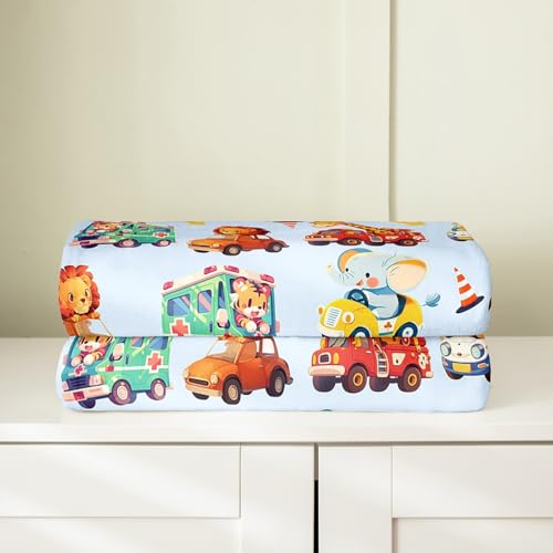 Truck Excavator Drivers Flannel Fleece Blankets Throw Size,Soft Cozy Under Construction Cars Plush Blankets,Lightweight Microfiber Police Car Fire Truck Throw Blanket for Couch Sofa Bed,50x60 Inches - color: Blue, size: Throw