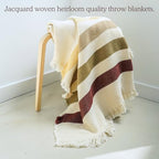 Driftwood Trail Striped Afghan Throw Blanket | Thick & Cozy | Cotton USA Made (73x48) - color: Driftwood Trail