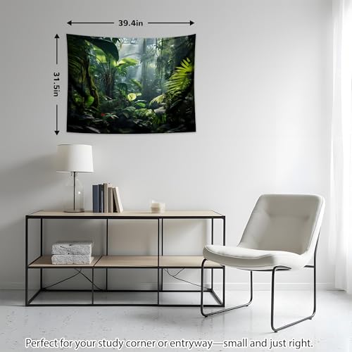 QGHOT Jungle Tapestry Wall Hanging Tropical Rainforest Backdrop Green Palm Leaves Tapestry Extra Large Forest Wall Art for Bedroom Living Room Office Decor 31.5" L x 39.4" W - size: 31.5"L x 39.4"W