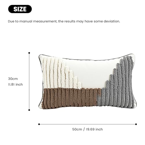 12in x 20in Geometric Tufted Pillow Cover, Neutral Gradient Stripe Cushion Case, Modern Textured Throw Pillow Sham for Sofa Bedroom Living Room, Boho Farmhouse Home Decor - color: Pastoral Style 5, size: 20" x 12" (Pack of 1)