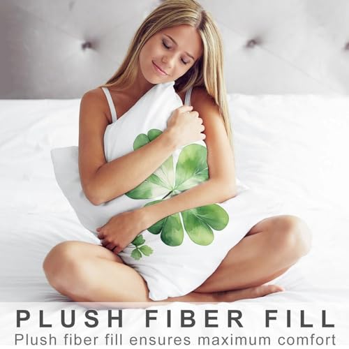 Pillow Cases Watercolor Green Lucky Clover Queen Pillowcase 16 "x24 St Outside Pillows Zippered Pillow Case Double-Sided Printing Design Decorations Supplies for Sofa Couch - color: Pattern-5, size: 24" x 16" (Pack of 1)