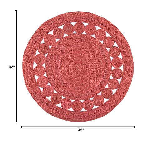 SAFAVIEH Area Rug 4' Round - Natural Fiber Collection - Rust, Handmade Jute, Boho Farmhouse Braided Design (NF364P) - color: Rust, size: 4' (Round)