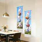 seewan 2 Pack Long Vertical Wall Tapestry, Boho Nature Landscape & Floral Aesthetic Wall Hanging for Bedroom Living Room Home Decor, Long Narrow Art Tapestry with Sunrise Mountain Botanical Designs, 13" × 51" (Cute Bunny Stack, 13"Wx51"H, Unframed) - colo